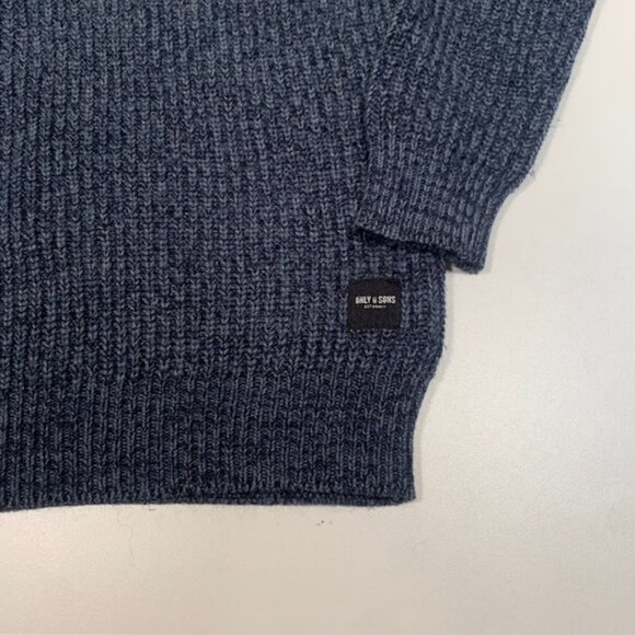Only & Sons Knit Crewneck Sweater Blue Textured Men's Small - Picture 3 of 10